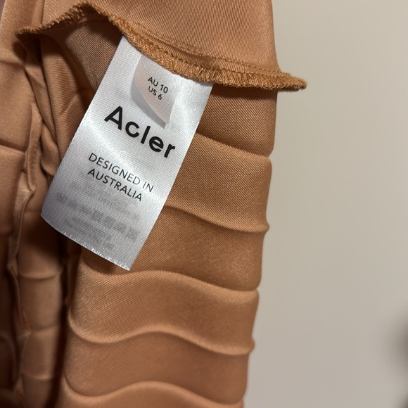 Acler empire dress size mustard orange and nude two tone assymetrical pleated 6 - Picture 8 of 12